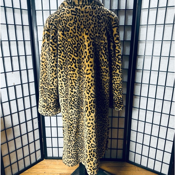 Dennis Basso Full Length Luxury Leopard Print Faux Fur Coat - L - Picture 4 of 5